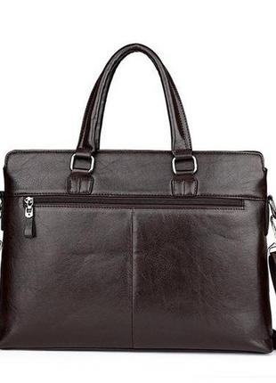 Чоловіча ділова сумка для документів на роботу офісна, модний чоловічий діловий портфель формат а4 чорний темно-коричневий8 фото