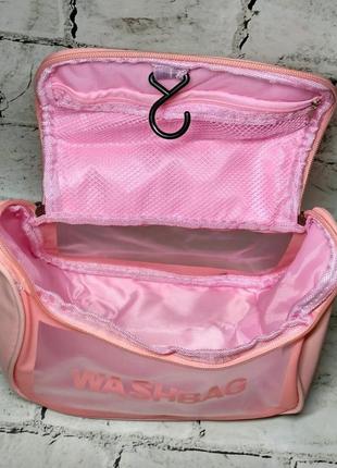 Косметичка женская сумка органайзер для косметики экокожа washbag розовая 22х16х12 см3 фото