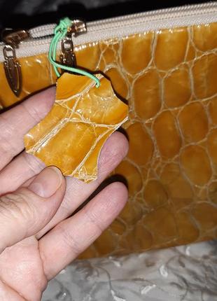 Роскошный большой кожаный клатч крокодил лак косметичка
