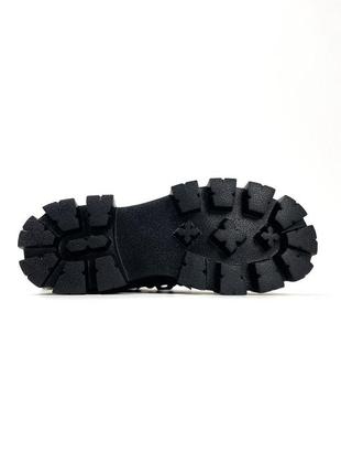 Женские ботинки prada leather boots nylon pouch monolith low black, черные кожаные ботинки прада монолит8 фото