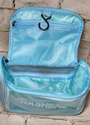 Косметичка женская сумка органайзер для косметики экокожа washbag голубая 22х16х12 см3 фото