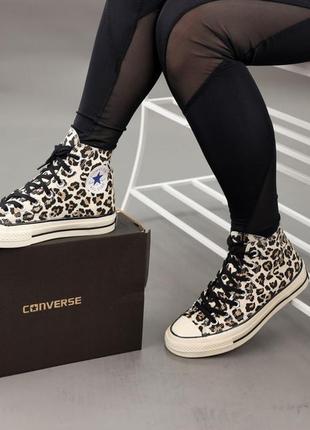 Женские кеды converse chuck taylor all star high leopard, леопардовые кроссовки конверс чак тейлор ол стар8 фото