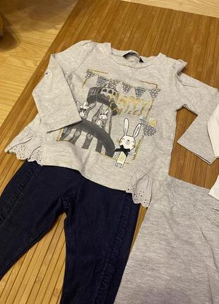 Пакет стильных вещей на девочку, две кофточки, три пары брюк, 12-18 месяцев2 фото