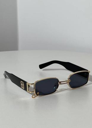 Чорні металеві жіночі сонцезахисні окуляри із колечком gb1 фото