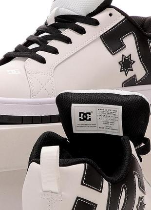 Мужские кроссовки dc shoes court graffik white black 300529, белые кожаные кроссовки дс корт график9 фото