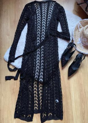 Кардиган сетка с поясом