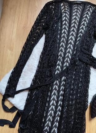 Кардиган сетка с поясом