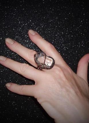 Медное кольцо с горным хрусталем9 фото