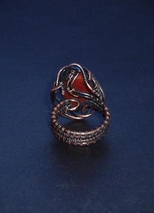Кольцо с сердоликом. кольцо, сердолик, медь, wire wrap.10 фото