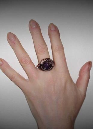 Медное кольцо с аметистом7 фото