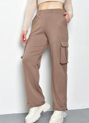 Стильные прямые женские штаны карго спортивные штаны-карго спортивные женские штаны прямого кроя штаны с накладными карманами5 фото