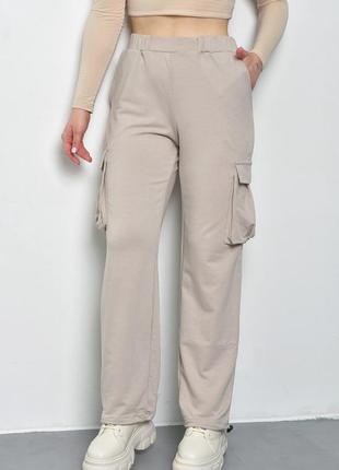 Стильні прямі жіночі штани карго спортивні штани-карго спортивні жіночі штани прямого крою штани з накладними кишенями1 фото