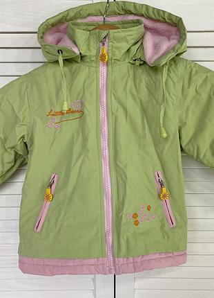 Kiko детская куртка зеленая розовая зимняя пуховик теплый 86
