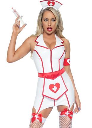 Вініловий костюм медсестри leg avenue vinyl er hottie xl, плат...