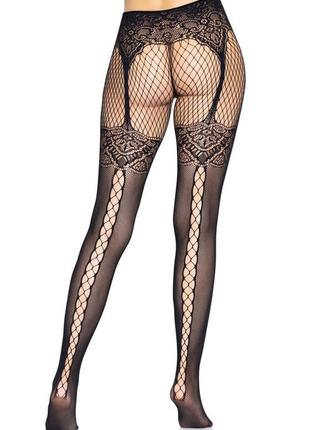 Колготки leg avenue fishnet tights with back seam one size bla...2 фото