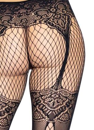 Колготки leg avenue fishnet tights with back seam one size bla...4 фото