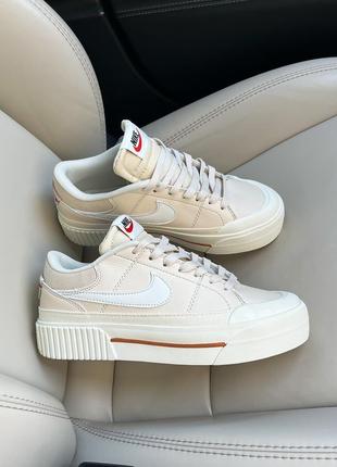 Шикарные женские кроссовки nike court legacy lift beige бежевые