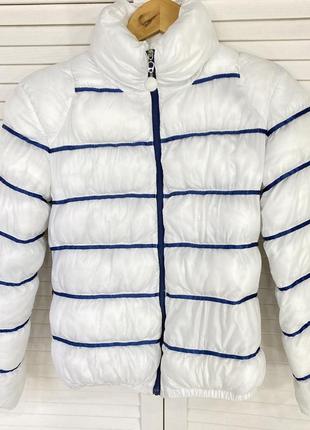 Skorpian 140 детская дутая куртка пуховик белая синяя осень весна зима теплая