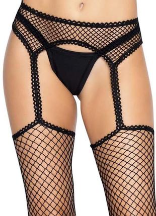 Чулки-сетка leg avenue net stockings with garter belt one size...5 фото