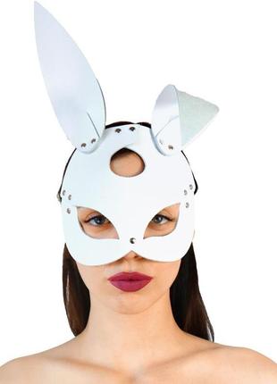 Шкіряна маска зайки art of sex — bunny mask, колір білий