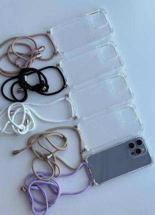 Чохол ударостійкий з кутиками з шнурком мотузкою iphone 7 8 x xr 11 12 13 14 15 plus pro max
