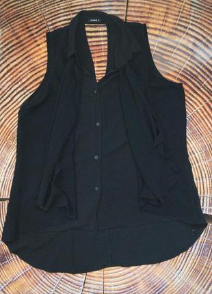 Элегантная черная шифоновая блуза безрукавка от бренда roman6 фото