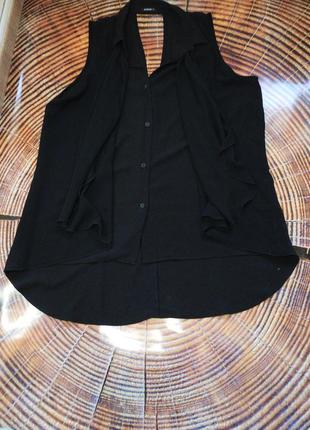Элегантная черная шифоновая блуза безрукавка от бренда roman
