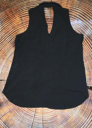 Элегантная черная шифоновая блуза безрукавка от бренда roman2 фото