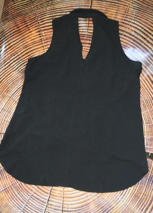 Элегантная черная шифоновая блуза безрукавка от бренда roman7 фото