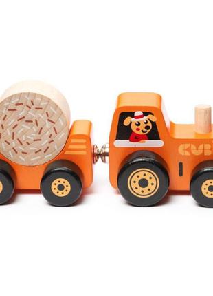Дерев'яна іграшка "трактор" на магнітах cubika 15351 (3 деталі)1 фото