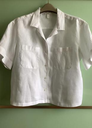 Біла сорочка блуза рубашка 100% льон m&s p.m оверсайз
