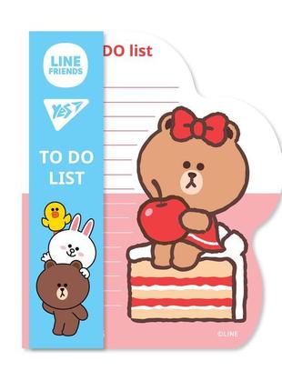 Папір для нотаток yes to do line friends girl планшет з магніт...