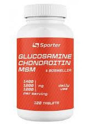 Засіб для суглобів sporter glucosamine & chondroitin msm + bos...