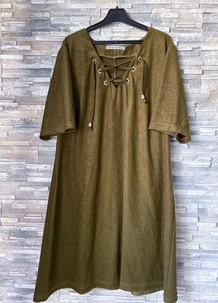 Оливковое платье со шнуровкой {хаки}
