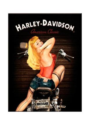 Магніт 8x6 см "harley-davidson biker babe" ностальгічне art (1...