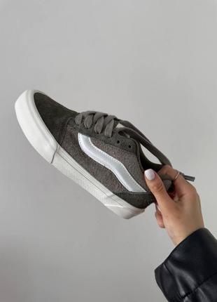 Крутые женские и мужские кеды vans knu skool platform grey premium серые хаки7 фото