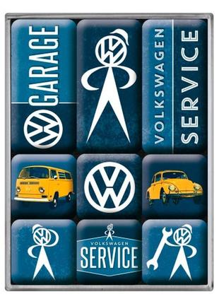 Набір з 9 магнітів "vw service" ностальгічне art (83081)