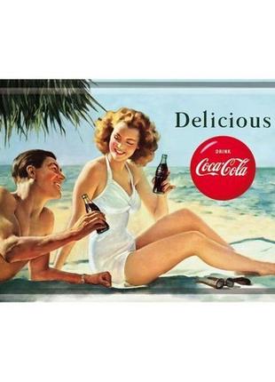 Листівка "coca-cola-beach couple" ностальгічне art (10266)