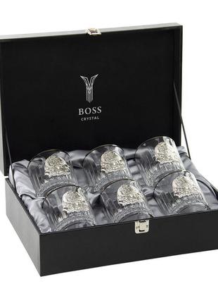 Сет кришталевих стаканів з платиною boss crystal "бокали дирек...