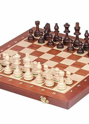 Шахи елітні дерев'яні турнірні з обважнювачем №5 для змагань подарункові 49 х 49 см madon (95)1 фото