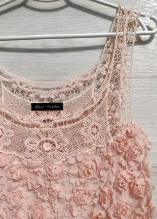Красивая персиковая нежная блуза италия с розочками6 фото