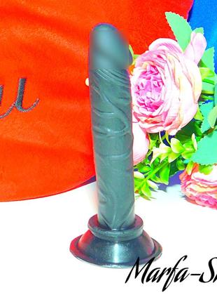 Силіконовий фаллоімітатор на присосці, гумовий пеніс, фалоімітатор силіконовий пеніс, чорний, ділдо для пояса, ms12