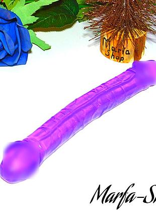 24 см двусторонний силиконовый фаллоимитатор, двойной резиновый пенис, фалоимитатор силиконовый, фиолет, ms12