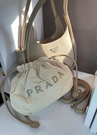 Жіноча сумка prada mini прада бежева 0893 фото