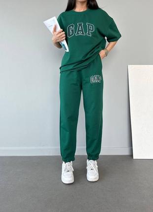 Женский костюм футболка + штаны весна беж графит зеленый серый малина 
тканина - двонитка1 фото