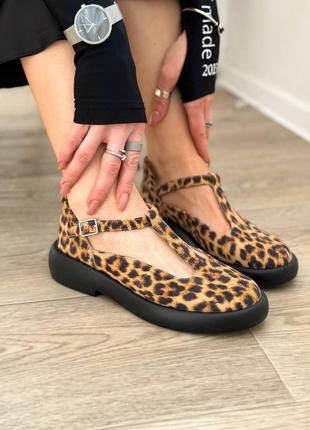 Жіночі туфлі із натуральної шкіри леопард  30233 фото