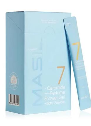 Гель для душу з керамідами з ароматом дитячої присипки masil 7 ceramide perfume shower gel baby powd1 фото