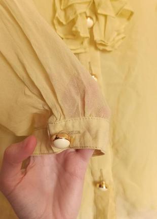 Лимонная блуза из натурального шёлка 100%  roberto cavalli для офиса, деловой стиль4 фото