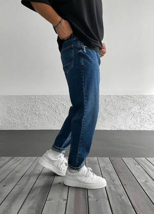 Чоловічі темно-сині джинси мом преміум якості котон денім2 фото