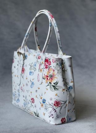 Шкіряна сумка з квітковим принтом, італія3 фото